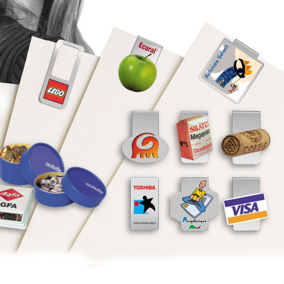 Markclips & papirclips med logo tryk