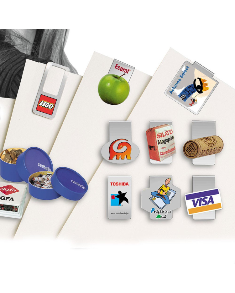 Markclips & papirclips med logo tryk