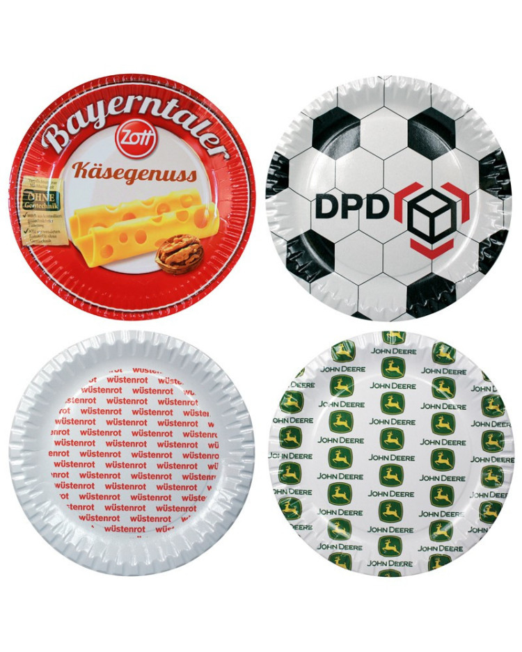 Paptallerkner med reklame logo tryk
