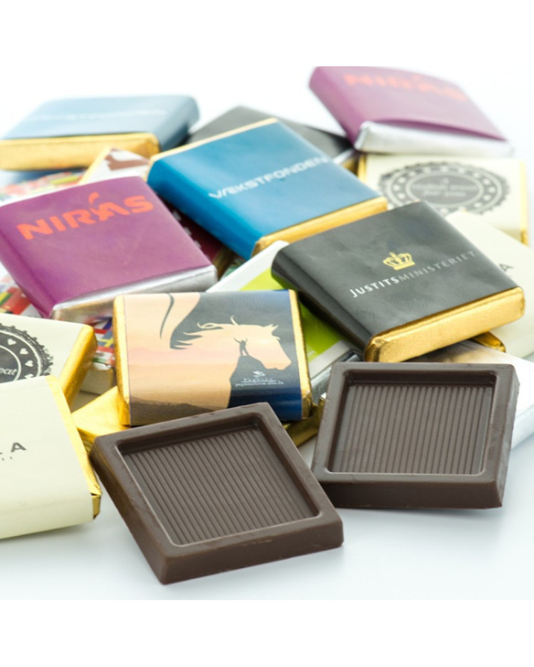 Chokolade kvadrater med reklame tryk