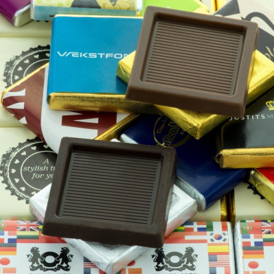Chokolade kvadrater med reklame tryk
