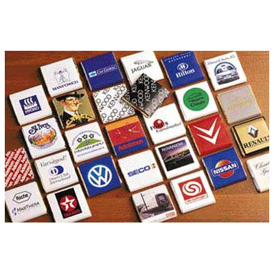 Chokolade kvadrater med reklame tryk