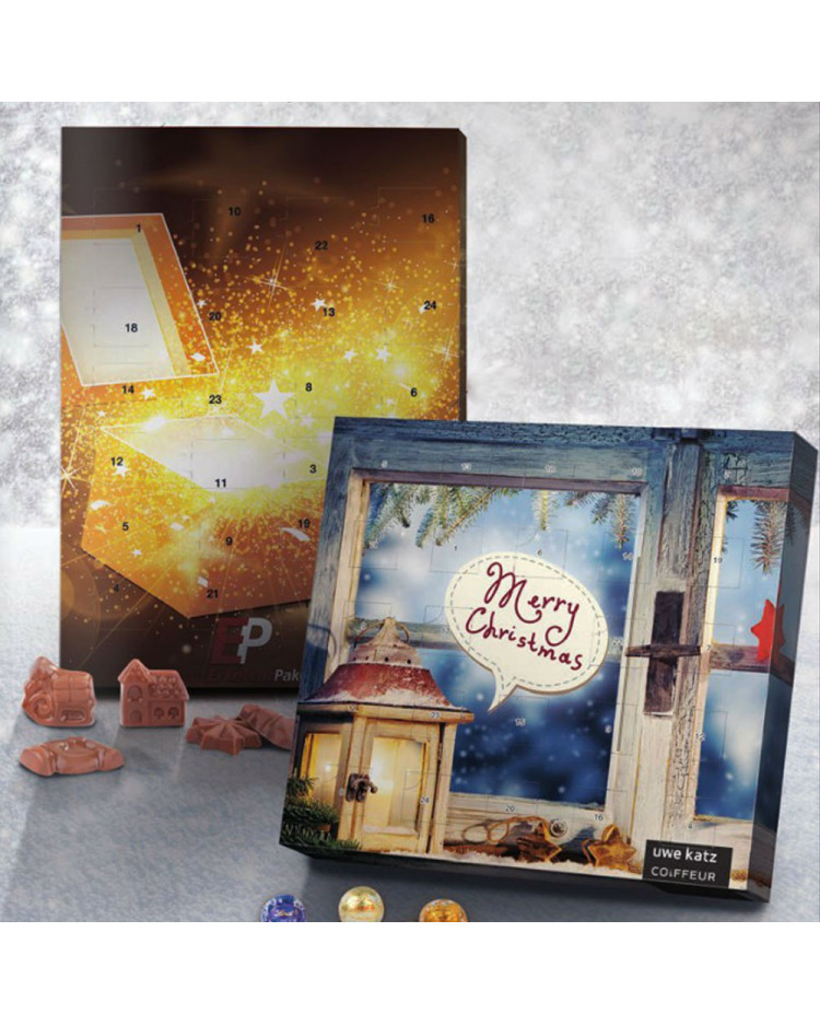 Julekalendere med chokolade og logo tryk