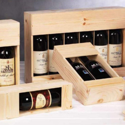 Vin emballage i træ med logo tryk