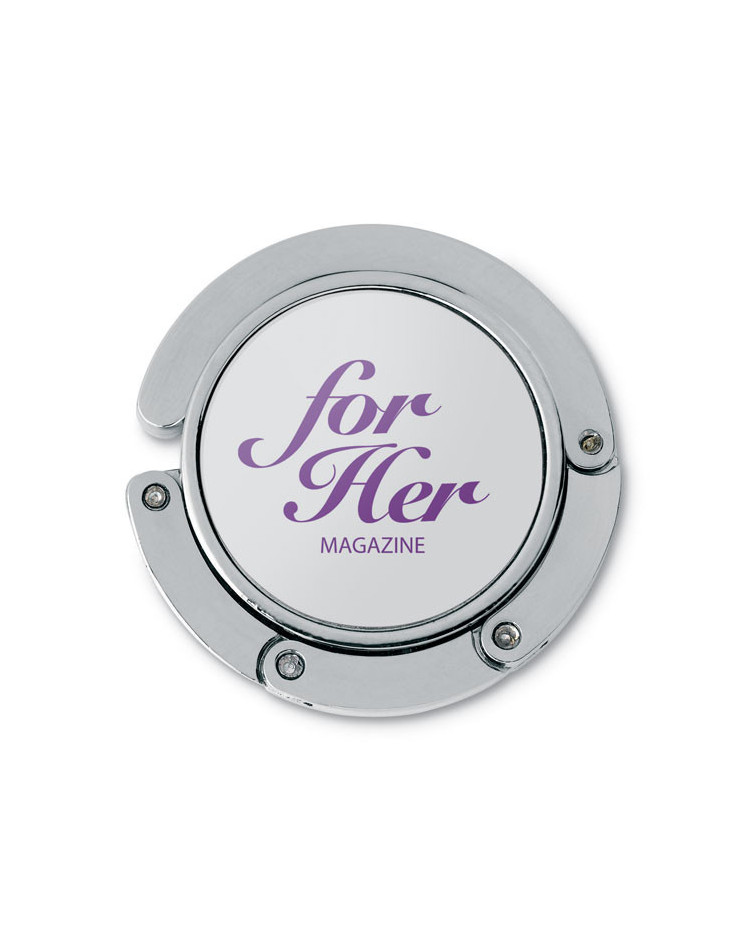 Taskeholder til bord med foldbar krog med logo og tryk