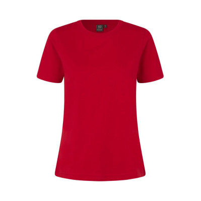 Dame t-shirt med reklametryk og broderi