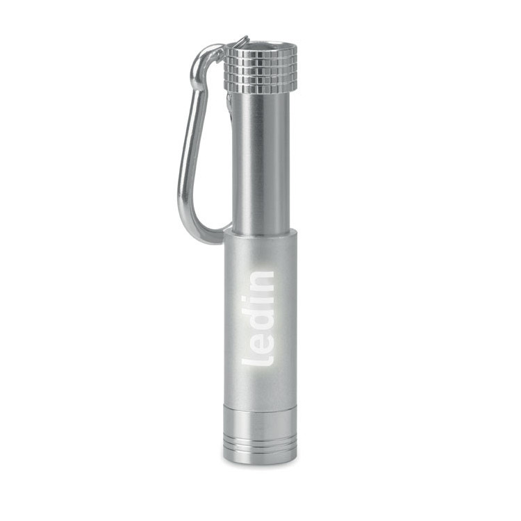 Nøglering med LED-lygte og logo projektion med tryk