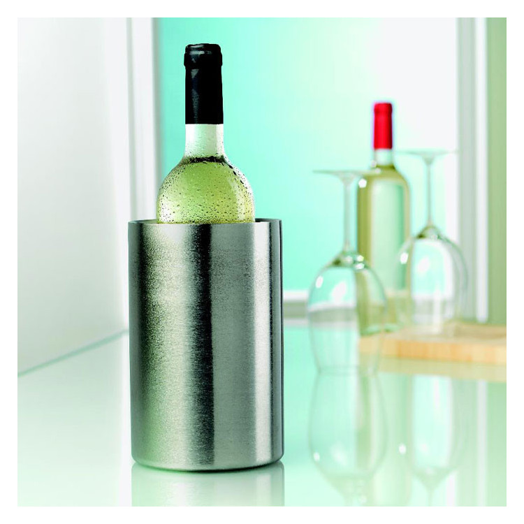 Flaskekøler i rustfrit stål dobbeltvægget rund med logo og tryk