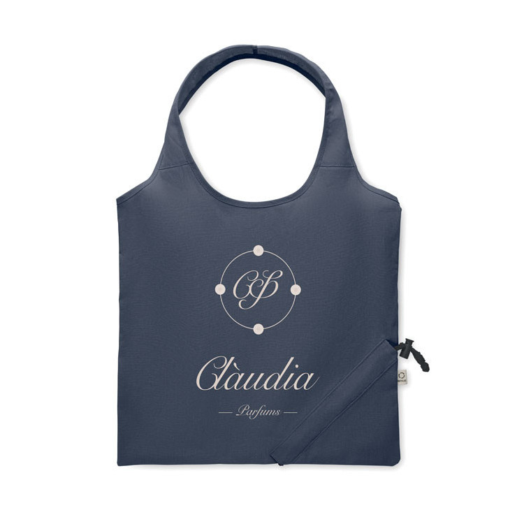 Sammenfoldelig indkøbspose med logo og tryk