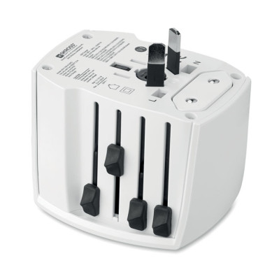 Rejseadapter med logo og tryk – universal strømadapter