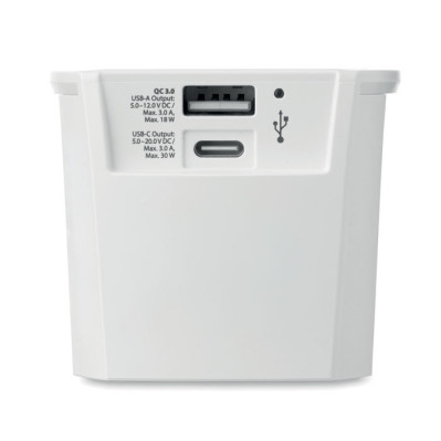 Rejseadapter med logo og tryk – universal strømadapter