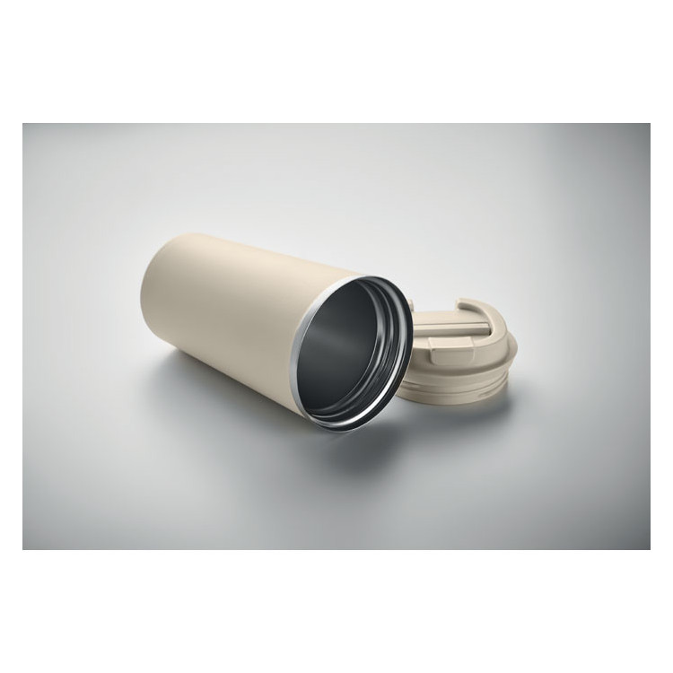 Termokop i rustfrit stål med låg og logo tryk