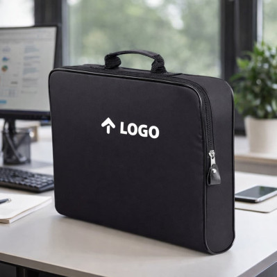 Dokumentmappe med lynlås med logo og tryk