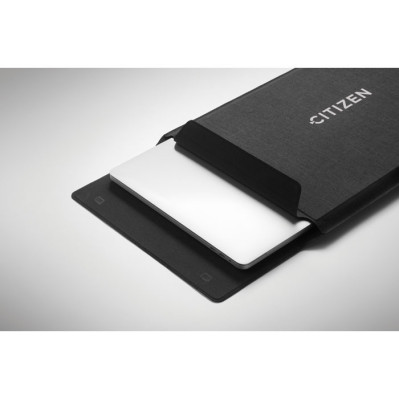 Computer sleeve med lynlås i RPET – praktisk laptop beskyttelse med logo