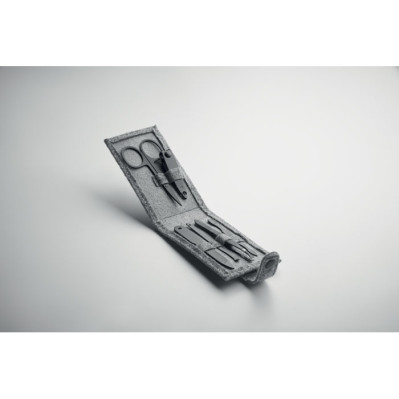 Manicuresæt i rustfrit stål med 6 dele med logo og tryk