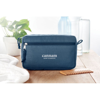 Toilettaske i hamp med logo og tryk