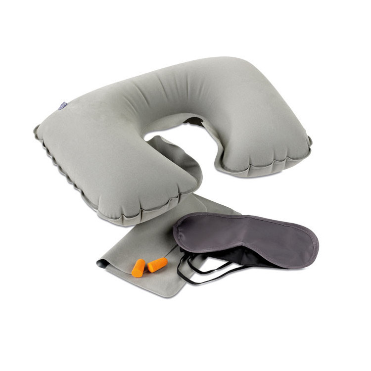 Rejsesæt med nakkepude med logo og tryk