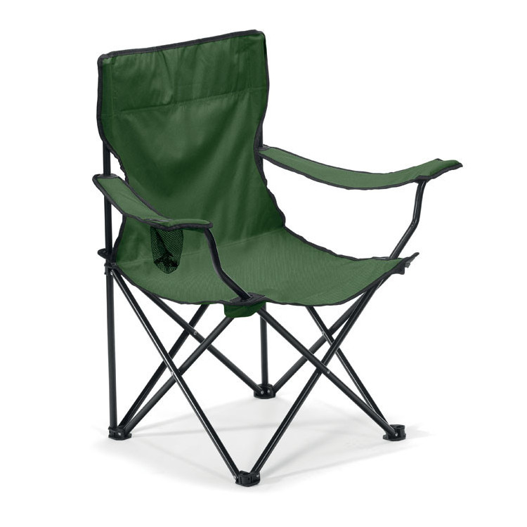 Festivalstol i polyester med logo og tryk set fra siden