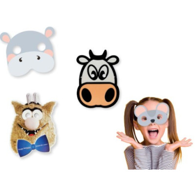 Masker og hatte i pap med reklame logo tryk