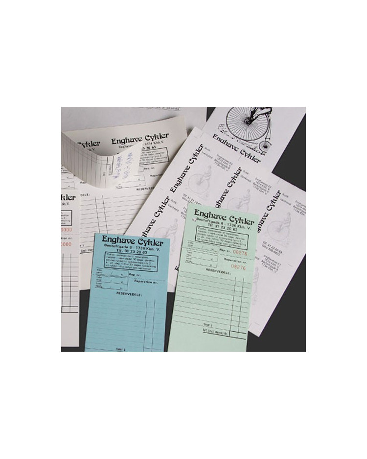 Reparations sedler med logo tryk