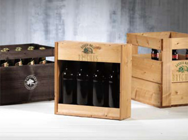 Ølkasse til 4 x 0,5 l, flasker på række